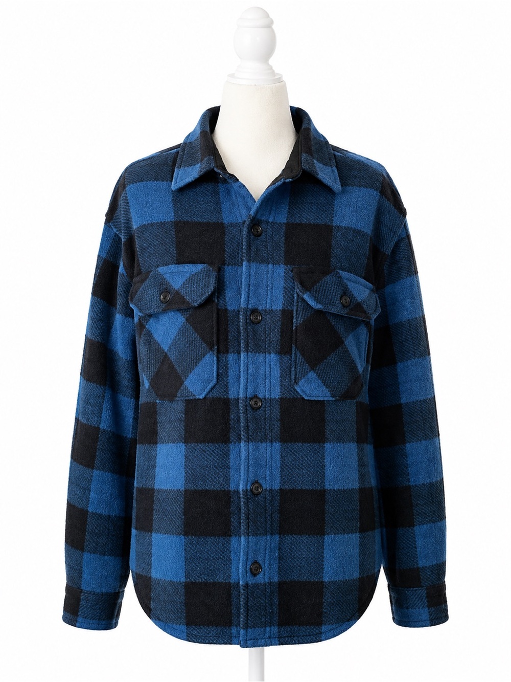 Wrangler Blue Black Buffalo Plaid Fleece Lined Shirt Jacket Men’s Small